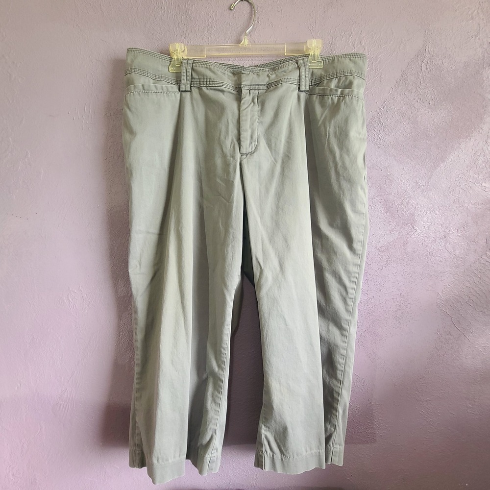 Lee Natural Fit Capri Pants Womens 16 Medium Gray Cotton Blend Stretch Cropped
